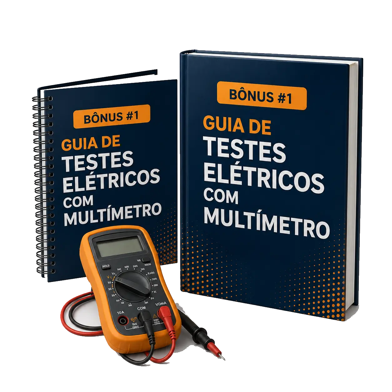 Mockup do Guia de Testes Elétricos com Multímetro