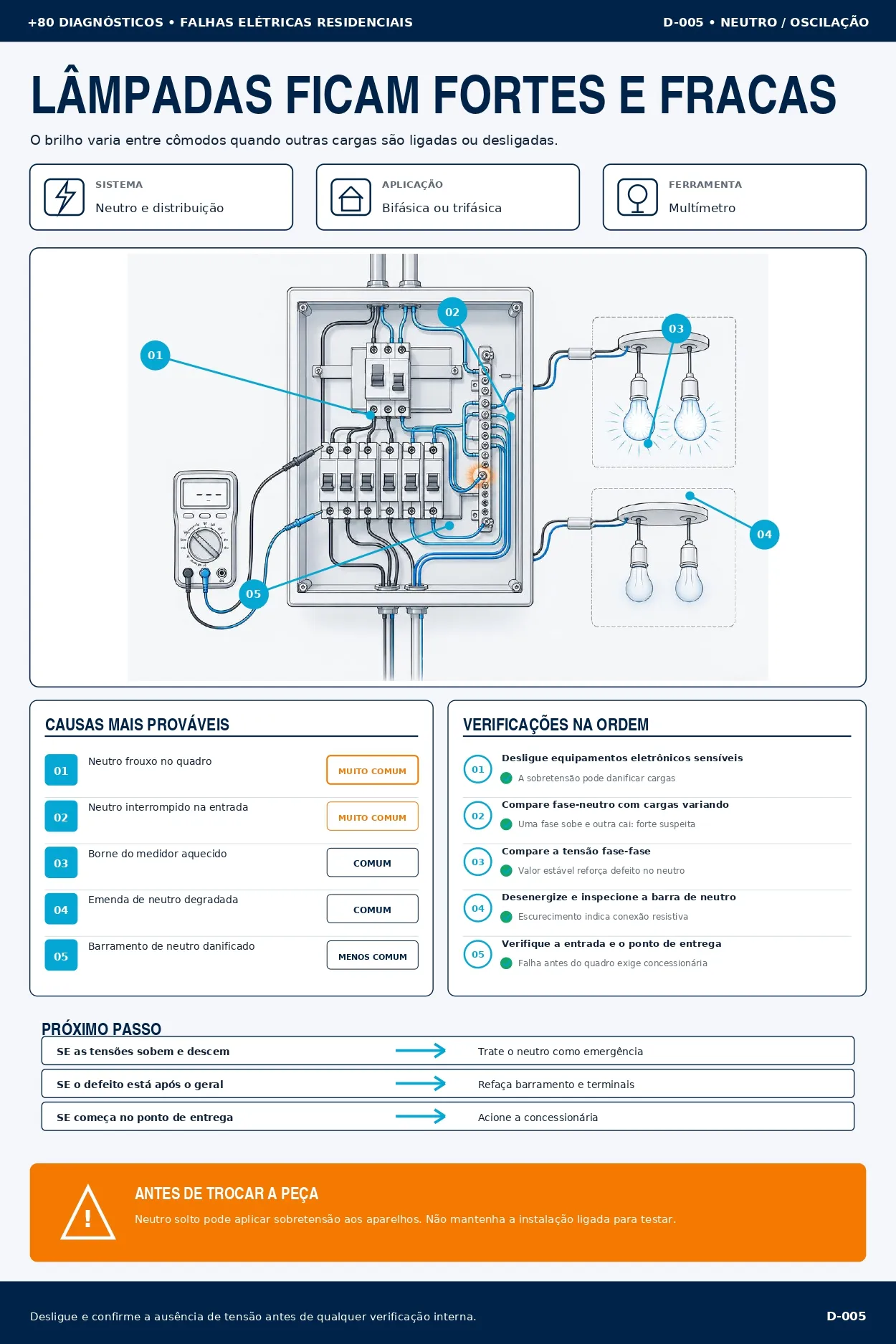 Amostra visual de diagnóstico elétrico por sintomas
